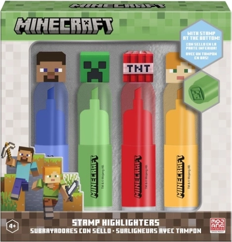 Minecraft σετ 4 υπογραμμιστών με 3D topper και σφραγίδα