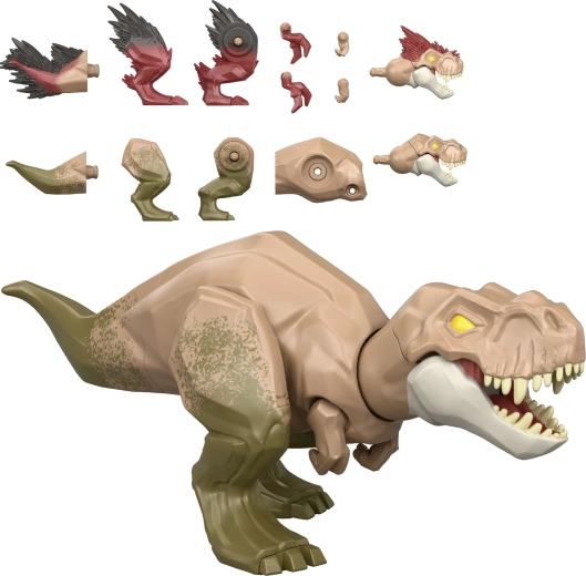 Mattel Jurassic World Mayhem mix-ups 2 v 1 φιγούρα δεινόσαυρου Tyrannosaurus rex