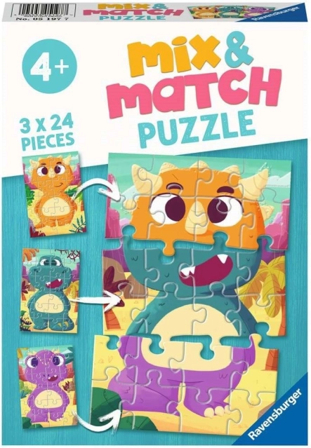 RAVENSBURGER παζλ Mix & Match: χαριτωμένοι δεινόσαυροι 3×24 κομμάτια