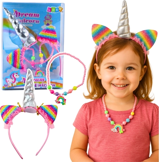 Παιδικό σετ μονόκερος Dream Unicorn – στέκα με κέρας και πολύχρωμο κολιέ