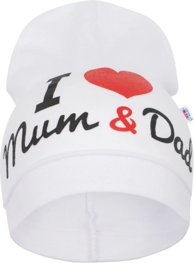 Παιδικό σκουφάκι New Baby I Love Mum and Dad, λευκό