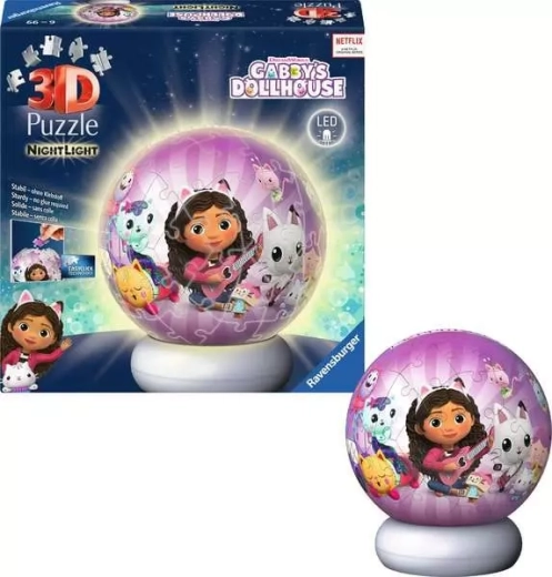 Ravensburger φωτιζόμενη 3D puzzleball Το Μαγικό Σπίτι της Γκάμπι – νυχτερινή έκδοση (72 κομμάτια)