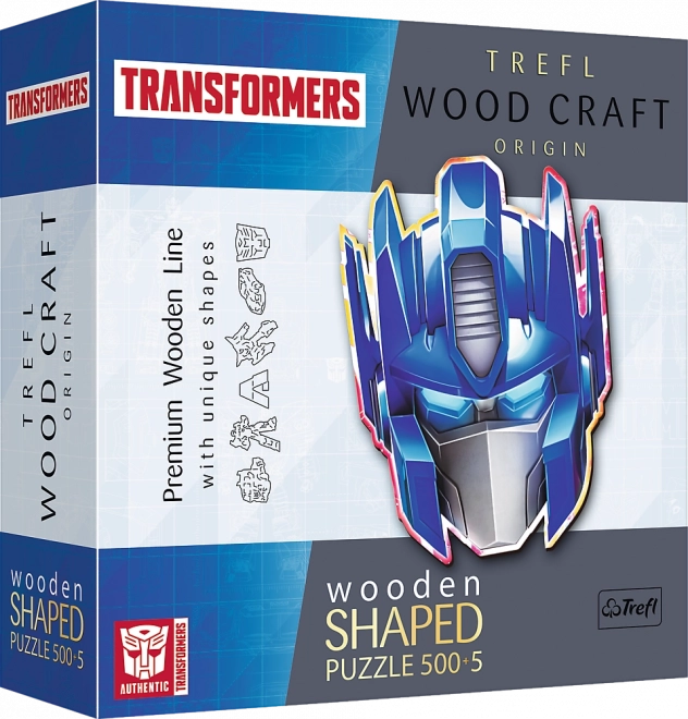 Ξύλινο διπλής όψης παζλ TREFL Wood Craft Origin Transformers Optimus Prime, 505 κομμάτια