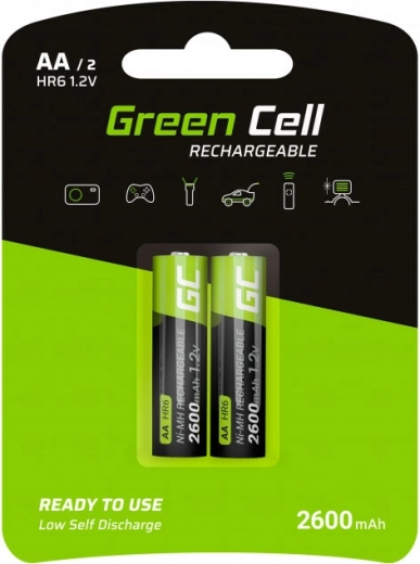 Επαναφορτιζόμενες μπαταρίες AA HR6 2600 mAh – Green Cell (2 τεμ.)