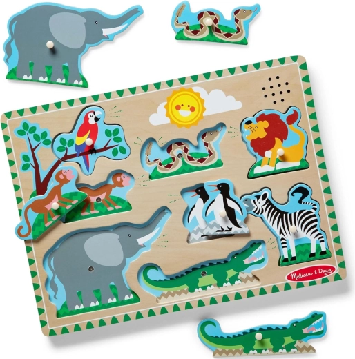 Melissa & Doug ξύλινο ηχητικό παζλ ζώα στο ζωολογικό κήπο