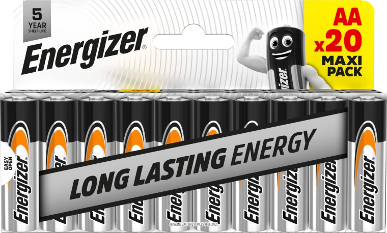 Αλκαλικές μπαταρίες Energizer Everyday AA 1,5 V – συσκευασία 20 τεμ.