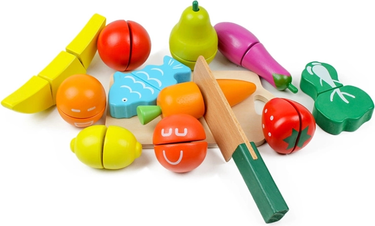 Ξύλινα φρούτα και λαχανικά για κοπή, 13 τεμ., ECOTOYS