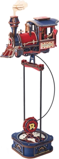 RoboTime ROKR μηχανικό ξύλινο 3D παζλ/σετ συναρμολόγησης με εκφραστικό ατμοκίνητο τρένο-εξπρές με εκκρεμές