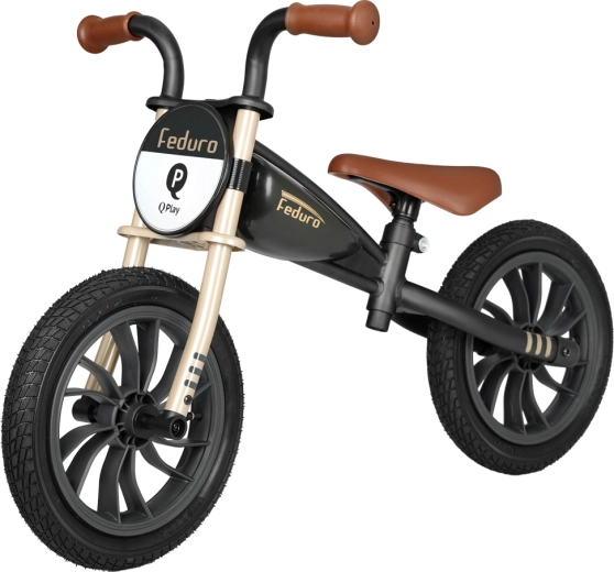Ποδηλατάκι ισορροπίας QPLAY Feduro black/golden για παιδιά 3–6 ετών