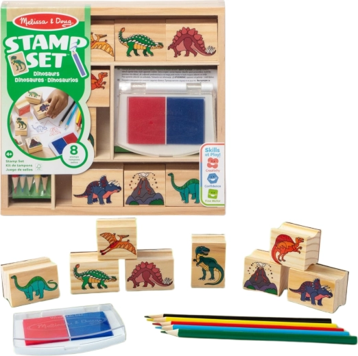 Melissa & Doug δημιουργικό σετ δεινόσαυροι – σφραγίδες, ταμπόν σφράγισης και κηρομπογιές