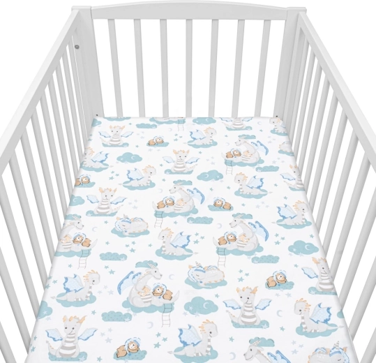 Βαμβακερό σεντόνι για κούνια NEW BABY Δρακάκι 120 × 60 cm
