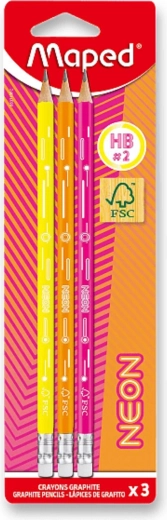 Σετ γραφιτινών μολυβιών Maped Neon 3 τεμ.