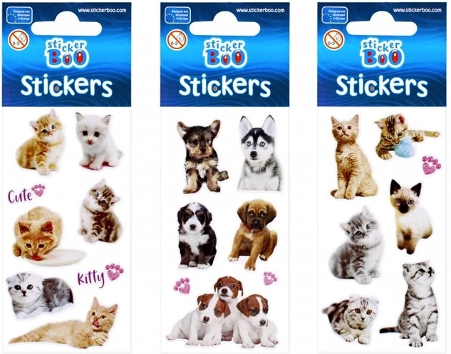 StickerBoo αυτοκόλλητα με κουταβάκια και γατάκια (3 παραλλαγές) - 1 τεμ.