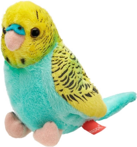 Λούτρινο παπαγαλάκι budgie τιρκουάζ‑κίτρινο 13 cm