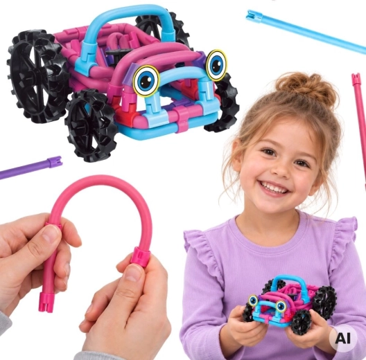 WOOPIE μαλακό 3D σετ κατασκευών, ροζ όχημα εκτός δρόμου, 44 κομμάτια