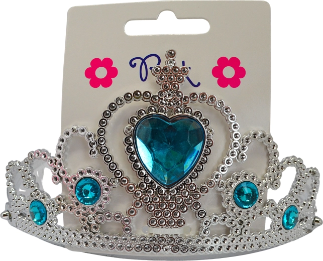 Πλαστική κορώνα σε στέκα με μπλε ακρυλική καρδιά