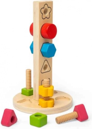 Ξύλινος πύργος με βιδώματα και σχήματα Bigjigs Toys