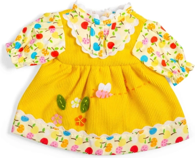 Bigjigs Toys κίτρινο φόρεμα με μηλαράκια και λουλουδάκια για κούκλα 28 cm