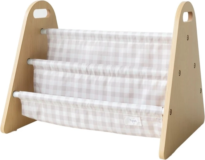 3 Sprouts διπλής όψης σταντ για παιδικά βιβλία gingham μπεζ