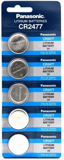 Λιθίου κουμπωτή μπαταρία Panasonic CR2477 3V, συσκευασία 5 τεμ.