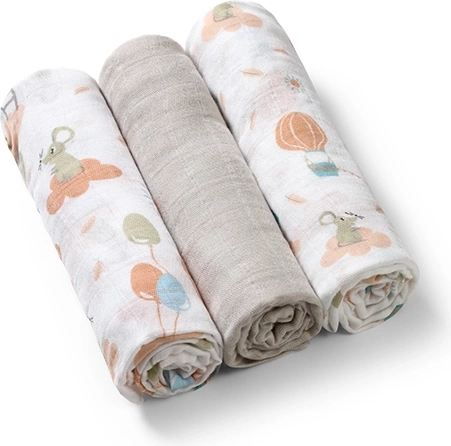 BabyOno μπαμπού πάνες 70 × 70 cm, 3 τεμ. – γκρι μιξ