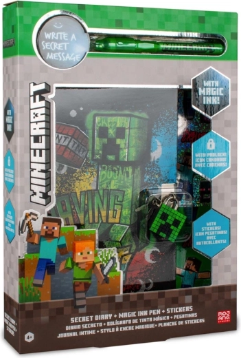 Minecraft μυστικό ημερολόγιο με μαγικό στυλό UV και αυτοκόλλητα