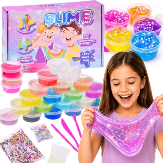 Σετ για δημιουργία slime (γλίτσας) – 24 χρώματα και αξεσουάρ
