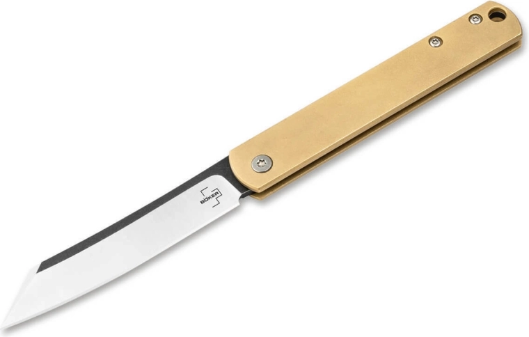 Böker Plus Zenshin 42 Brass πτυσσόμενο μαχαίρι τσέπης 7,5 cm με φινίρισμα stonewash