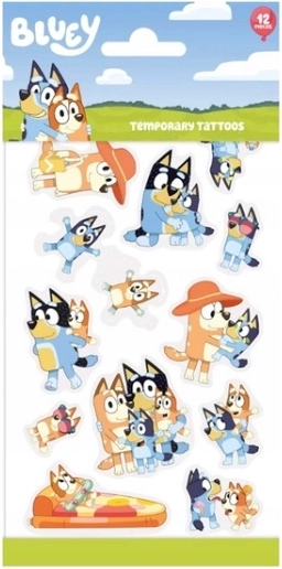 Παιδικά αφαιρούμενα τατουάζ Bluey – σετ 12 τεμ.