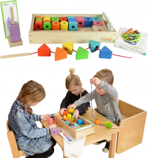 Μεγάλο ξύλινο σετ περασμάτων Montessori Masterkidz