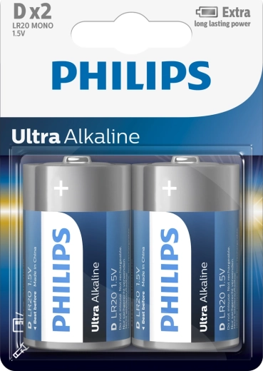 Μπαταρίες Philips Ultra Alkaline D (LR20), 1,5 V – 2 τεμ.