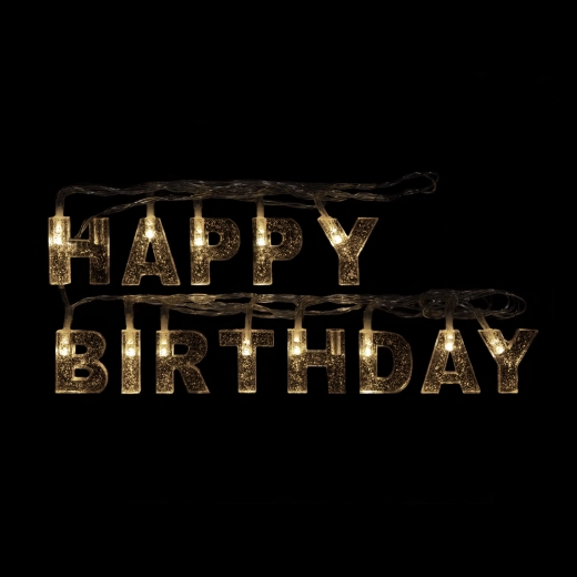 Φωτιζόμενη γιρλάντα LED Happy Birthday, 13 LED, 2 m
