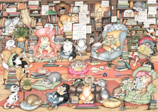 παζλ Ravensburger Crazy Cats: Η λέσχη βιβλίου του Bingley, 1000 κομμάτια