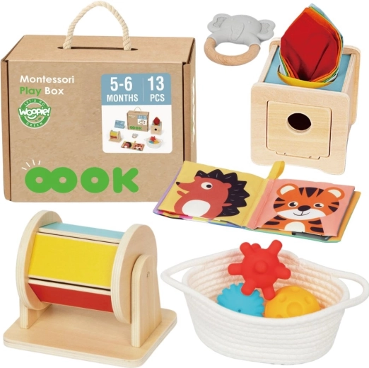 Εκπαιδευτικό κουτί Montessori 6σε1 για μωρά 5–6 μηνών WOOPIE