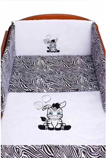 Σετ κλινοσκεπασμάτων κούνιας 3 τεμαχίων New Baby Zebra, ασπρόμαυρο 100 × 135 cm