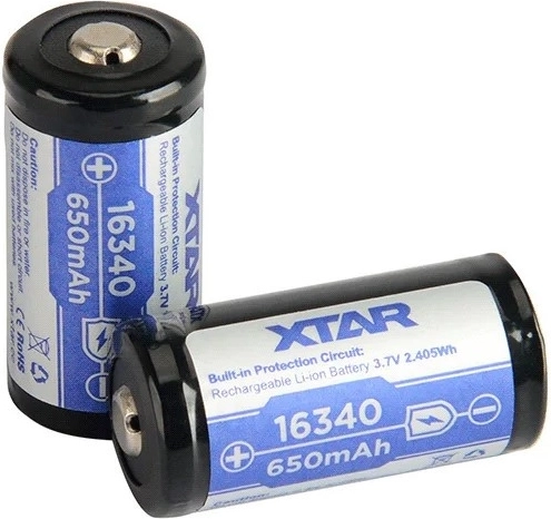 Συσσωρευτής XTAR 16340 (R-CR123) Li-ion 3,7 V 650 mAh με προστασία - 1 τεμάχιο
