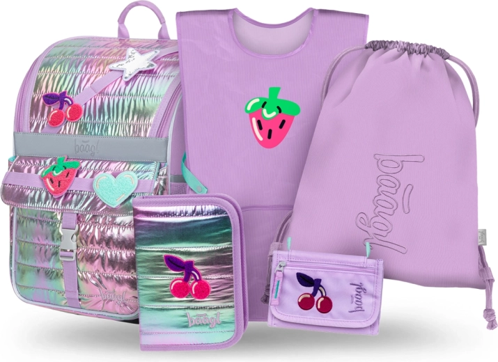 Σχολικό σετ Baagl Zippy Lavender 5 τεμαχίων: σάκα, κασετίνα, πουγκί, πορτοφολάκι και προστατευτικό γιλέκο