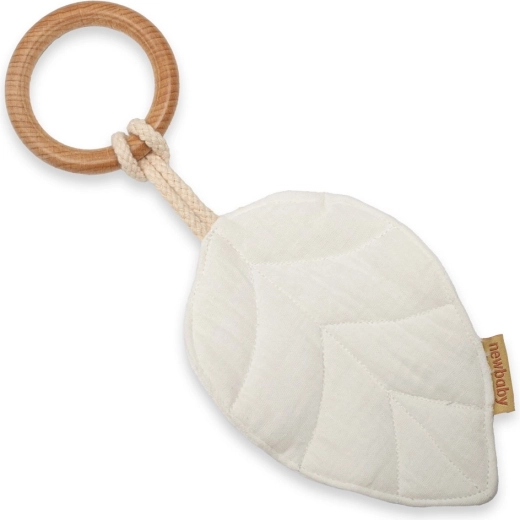 Παιδικό μασητικό NEW BABY Leaf λευκό με μουσελίνα πάνα