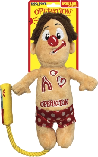 Λούτρινο παιχνίδι για σκύλους HASBRO Operation Cavity Sam με σχοινί και σφυρίχτρα 30 cm