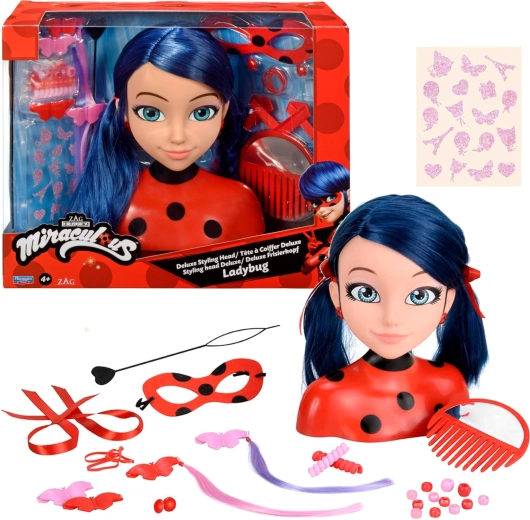Κεφάλι styling MIRACULOUS LADYBUG Marinette Deluxe με αξεσουάρ