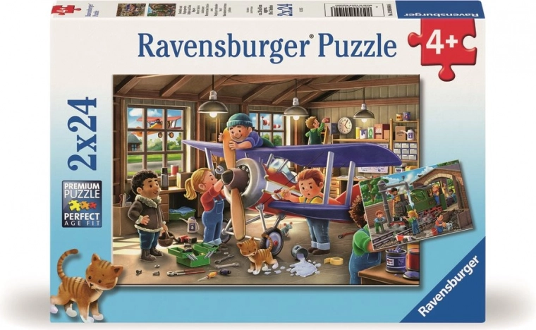 Ravensburger παζλ γίνε επισκευαστής αεροπλάνων και τρένων 2×24 κομμάτια