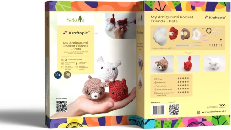 3 χαριτωμένα amigurumi ζωάκια σε ένα σετ