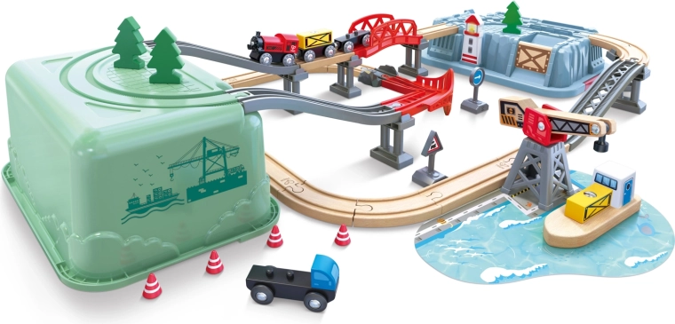 Σιδηροδρομικό σετ σε κουτί «Λιμάνι» HAPE Railway Bucket Harbour Set
