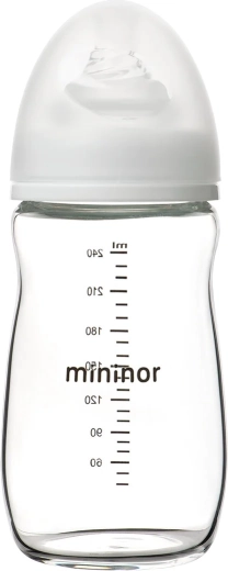 Γυάλινο βρεφικό μπιμπερό Mininor 240 ml 0+