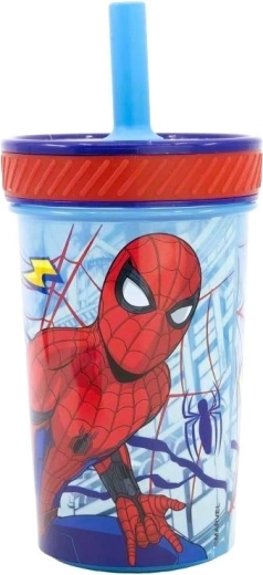 Ασφαλές παιδικό ποτηράκι με καλαμάκι Spider-Man - 1 τεμάχιο