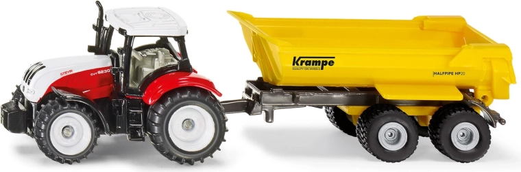 Siku τρακτέρ Steyr με ανατρεπόμενο ρυμουλκούμενο Krampe