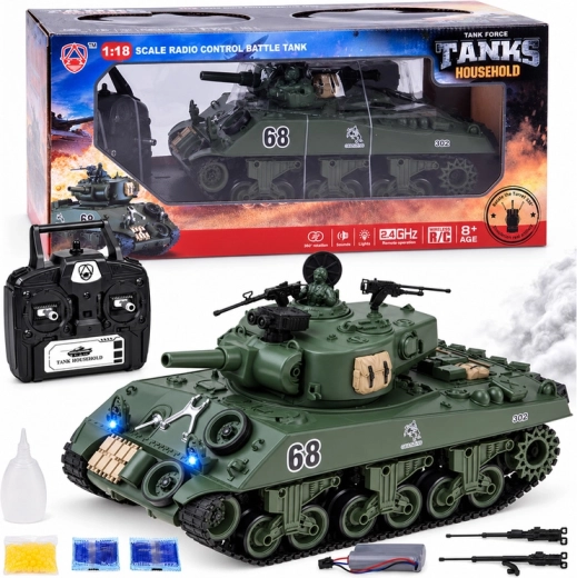 Τηλεκατευθυνόμενο τανκ Sherman M4A3 RC με τηλεχειρισμό 2,4 GHz, με βολές, καπνό και ήχο 36 cm