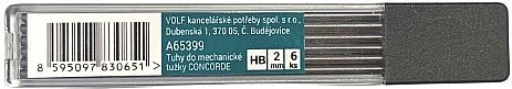 Μύτες HB για μηχανικά μολύβια 2 mm CONCORDE, 6 τεμ.