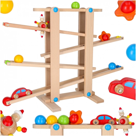 Ξύλινο σετ πίστας με μπίλιες Montessori XXL