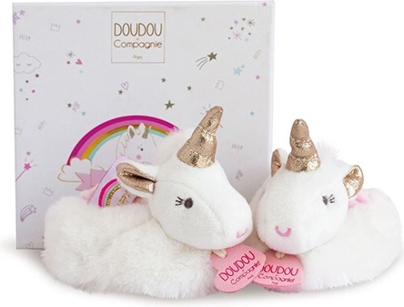 Doudou δωροσετ με μποτάκια και κουδουνίστρες μονόκερος